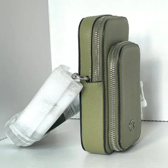 Coach Phone Crossbody Bag CP272 Crossgrain Leather Moss Pockets Unisex ORGPKG - Picture 4 of 12